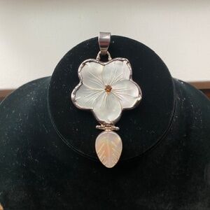 SAJEN 925 Silver Mother of Pearl & Natural Yellow Topaz Pendant
